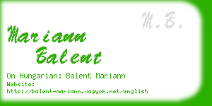 mariann balent business card